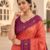 Peach patola silk saree with zari weaving meenakari patola design