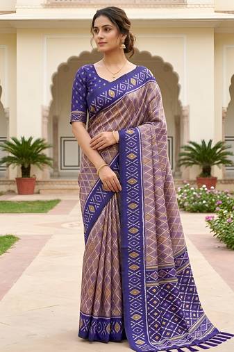Onion pink patola silk saree with zari weaving meenakari patola design
