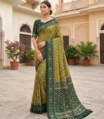 Green patola silk saree with zari weaving meenakari patola design