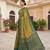 Green patola silk saree with zari weaving meenakari patola design