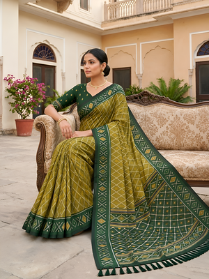 Green patola silk saree with zari weaving meenakari patola design 3