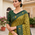 Green patola silk saree with zari weaving meenakari patola design