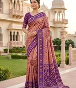 Onion pink patola silk saree with zari weaving meenakari patola design