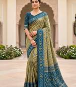Green patola silk saree with zari weaving meenakari patola design