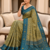 Green patola silk saree with zari weaving meenakari patola design