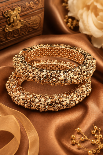 Gold Plated Filigree Rajwada Bangles