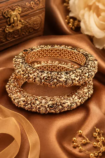 Gold Plated Filigree Rajwada Bangles