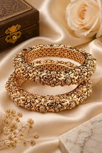 Gold Plated Filigree Rajwada Bangles