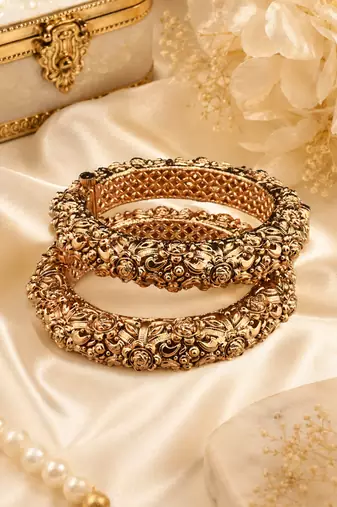 Gold Plated Filigree Rajwada Bangles