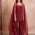 Maroon embellished crepe tunic palazzo set with organza dupatta for women