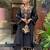 Women's black chanderi embroidered straight kurta set for with pant and dupatta