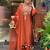 Women's rust chanderi embroidered straight kurta set for with pant and dupatta