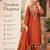 Women's rust chanderi embroidered straight kurta set for with pant and dupatta