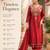 Women's maroon chanderi embroidered straight kurta set for with pant and dupatta