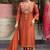 Women's rust chanderi embroidered straight kurta set for with pant and dupatta