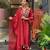 Women's maroon chanderi embroidered straight kurta set for with pant and dupatta