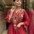 Women's maroon chanderi embroidered straight kurta set for with pant and dupatta
