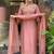 Women's peach chanderi embroidered straight kurta set for with pant and dupatta
