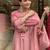 Women's peach chanderi embroidered straight kurta set for with pant and dupatta