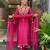 Women's pink chanderi embroidered straight kurta set for with pant and dupatta