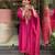 Women's pink chanderi embroidered straight kurta set for with pant and dupatta