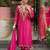 Women's pink chanderi embroidered straight kurta set for with pant and dupatta
