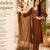 Women's brown silk blend embroidered straight kurta set with pant and dupatta