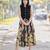Premium black printed jaipuri cotton skirt and top set with beautiful button