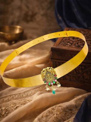 Gold plated temple design waist belt 1