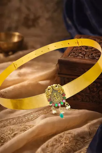 Gold plated temple design waist belt