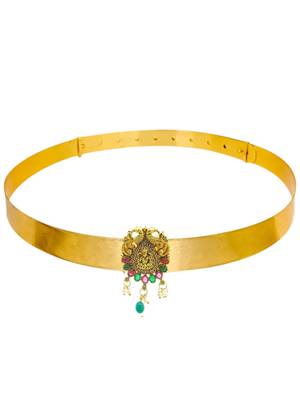 Gold plated temple design waist belt 2