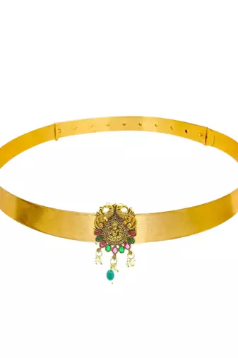 Gold plated temple design waist belt