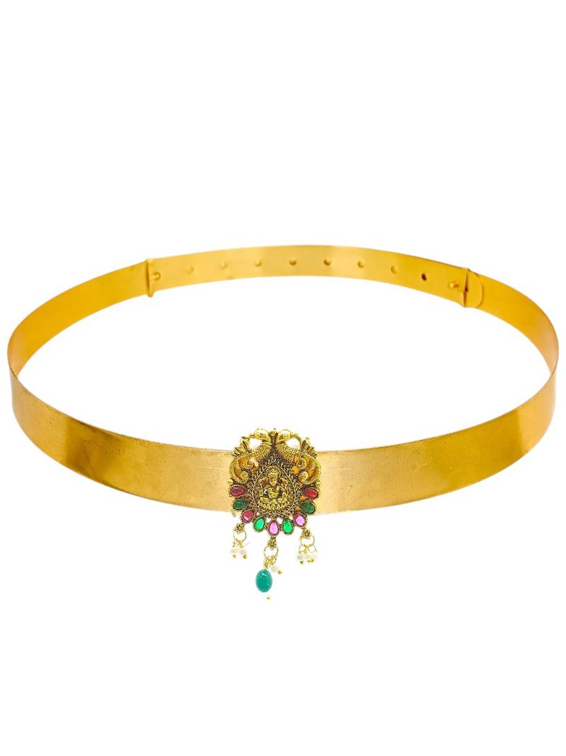 Gold plated temple design waist belt