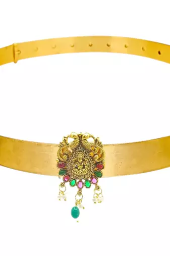 Gold plated temple design waist belt