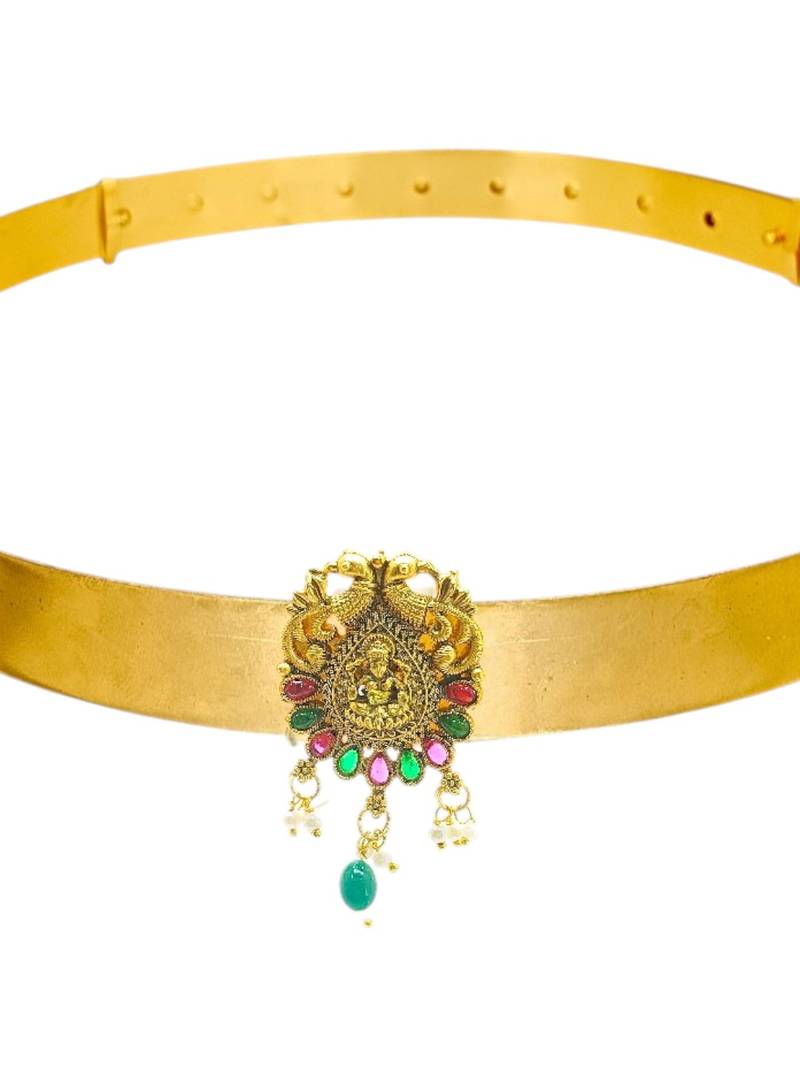 Gold plated temple design waist belt