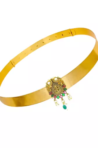 Gold plated temple design waist belt