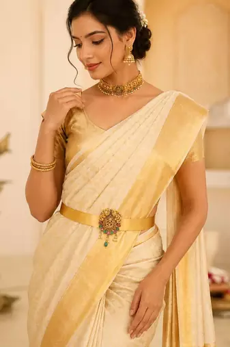 Gold plated temple design waist belt