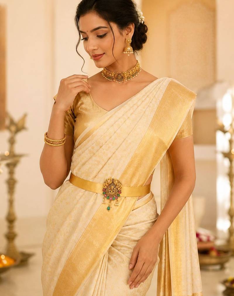 Gold plated temple design waist belt