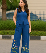 Beautiful blue cord set with embroidredpant
