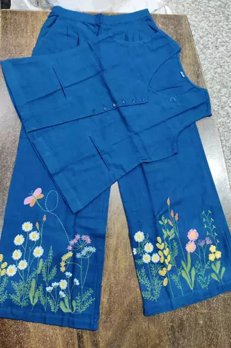 Beautiful blue cord set with embroidredpant