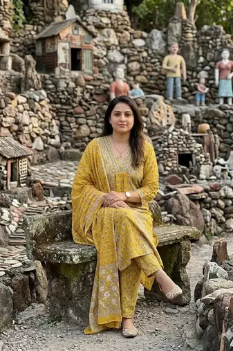 Beautiful anarkali kurta pant and dupatta set