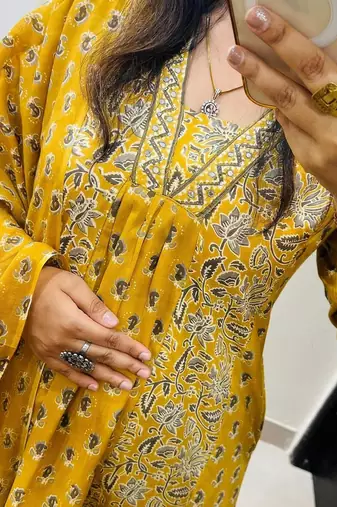 Beautiful anarkali kurta pant and dupatta set