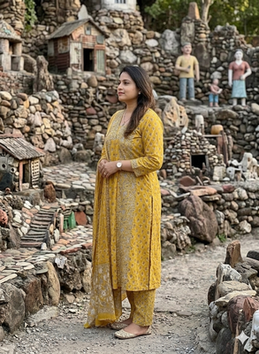 Beautiful anarkali kurta pant and dupatta set 3
