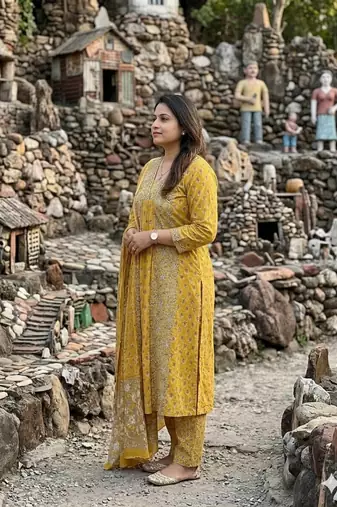 Beautiful anarkali kurta pant and dupatta set