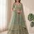 DESIGNER SILVER SKY NET FABRIC WEDDING BRIDAL LEHENGA CHOLI SEMI STITCHED