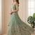 DESIGNER SILVER SKY NET FABRIC WEDDING BRIDAL LEHENGA CHOLI SEMI STITCHED