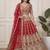 DESIGNER RED NET FABRIC WEDDING BRIDAL LEHENGA CHOLI SEMI STITCHED