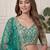 DESIGNER TEAL BLUE NET FABRIC WEDDING BRIDAL LEHENGA CHOLI SEMI STITCHED