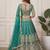 DESIGNER TEAL BLUE NET FABRIC WEDDING BRIDAL LEHENGA CHOLI SEMI STITCHED