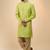 stylish green cotton silk kurta set with drape salwar for men
